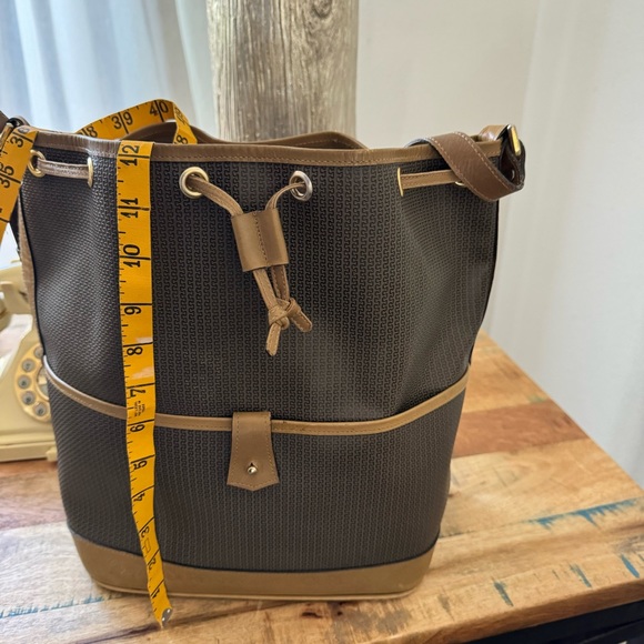 70’Vintage Charles Jourdan Leather Khaki Olive Tan Bag - Picture 15 of 16